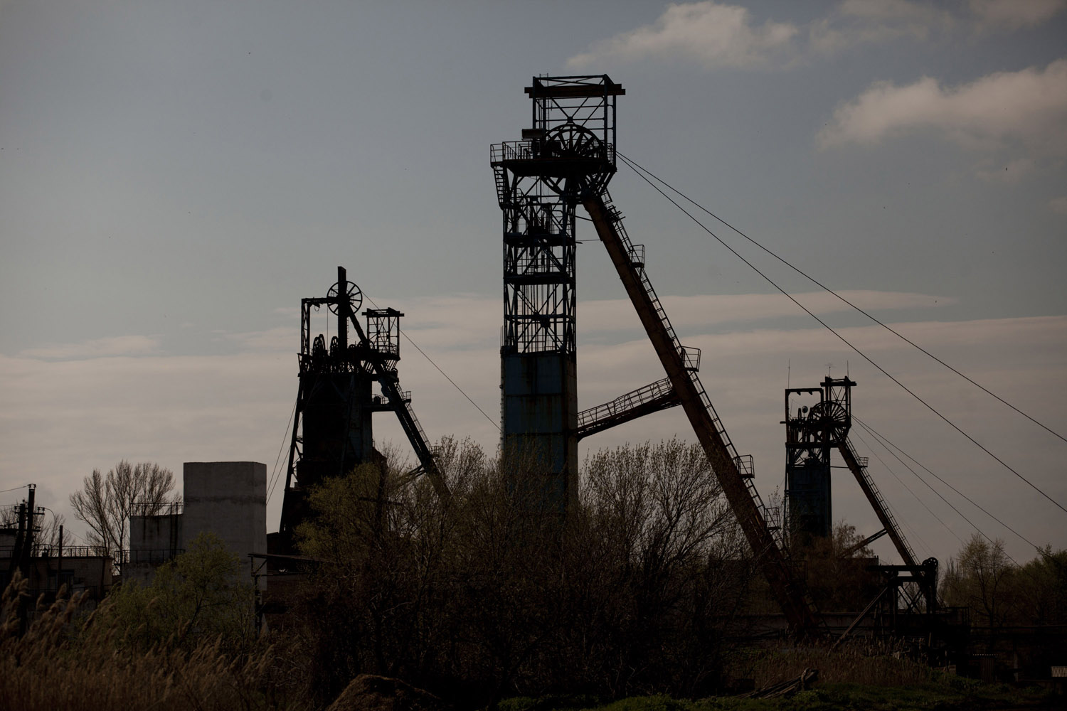 The elevator towers of an old mine in Krasnodon. The mines and the equipment they use date back to the Soviet Union. Soviet technology, people say in the Donbass, might not work very well but will work forever.
