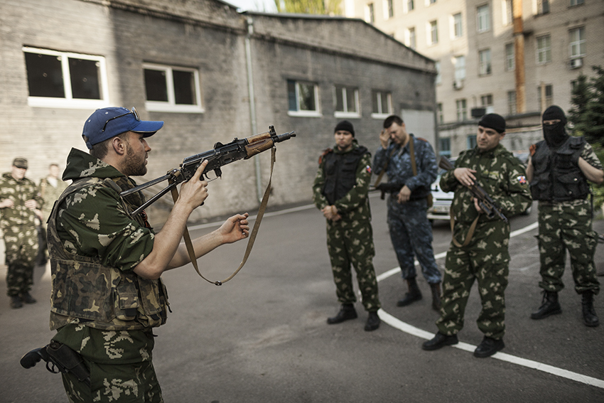 Weapons training for new volunteers of the Russian Orthodox Army at the beginning of June.